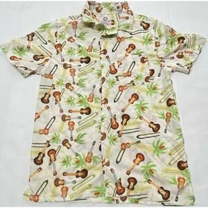 Resolution Guitar Button Up Short Sleeves Beach Shirt. Men's Small